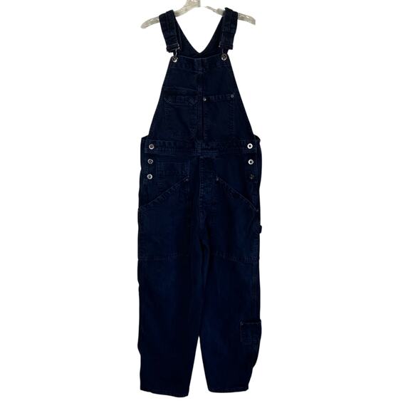 Zara Sz XS Carpenter Bib Overalls Cropped Relaxed Washed Black Utility Grunge - Picture 2 of 16